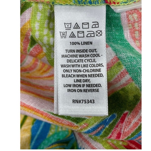 C&C California Colorful Hawaiian-Style Button-Up Linen Women's Shirt Size L - Picture 9 of 10